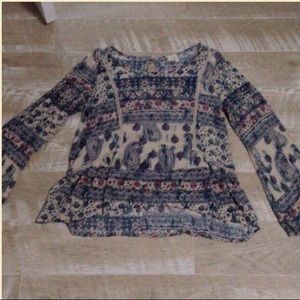 Flowy paisley pattern long sleeve top